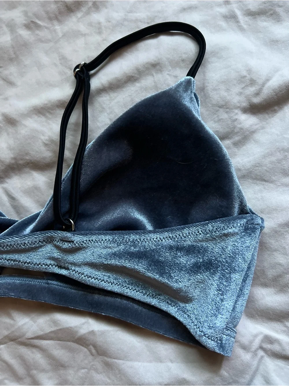 Shimmery Blue Velvet Bikini Set
